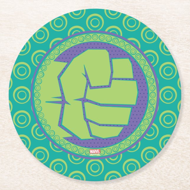 Avengers | Dotted Hulk Logo Round Paper Coaster (Front)