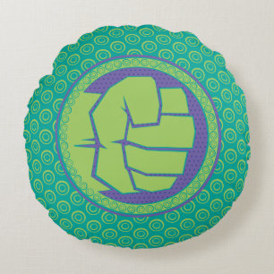 Avengers   Dotted Hulk Logo Round Pillow