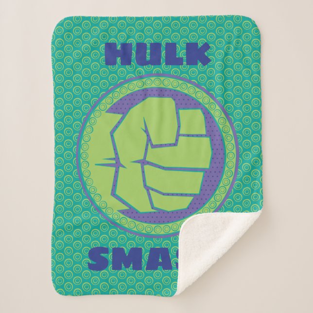 Avengers | Dotted Hulk Logo Sherpa Blanket (Front)