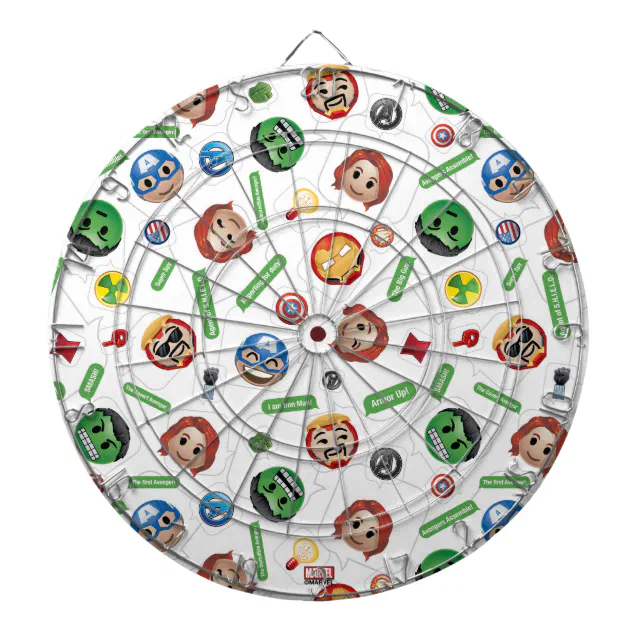 Avengers Emoji Characters Text Pattern Dartboard With Darts Zazzle