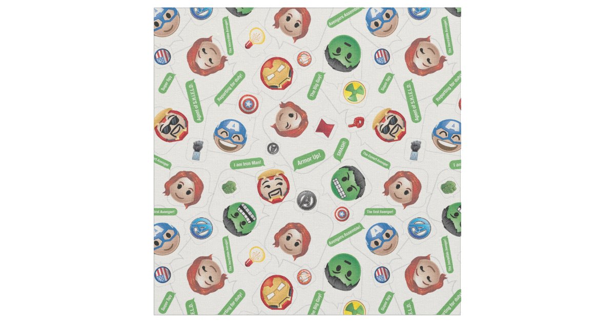 Avengers Emoji Characters Text Pattern Fabric | Zazzle