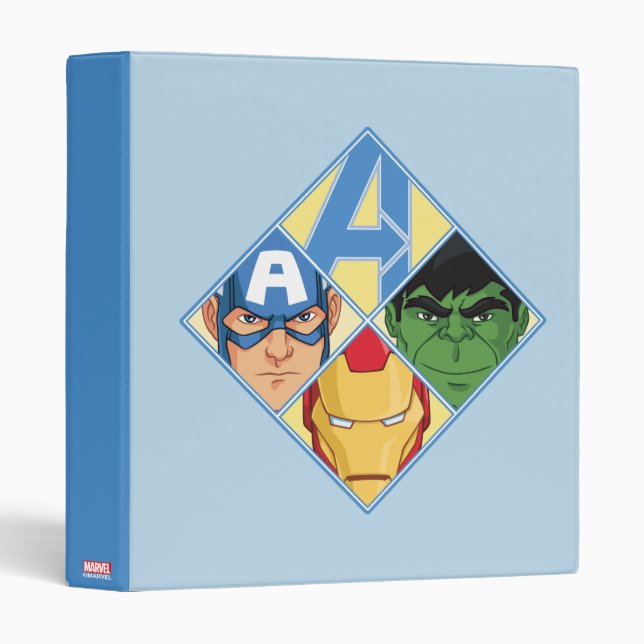 Avengers Face Badge 3 Ring Binder (Front/Spine)