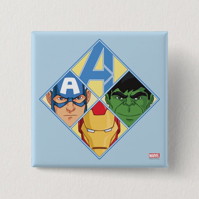 Avengers Face Badge Pinback Button (Front)