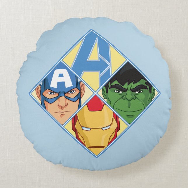 Avengers Face Badge Round Pillow (Front)
