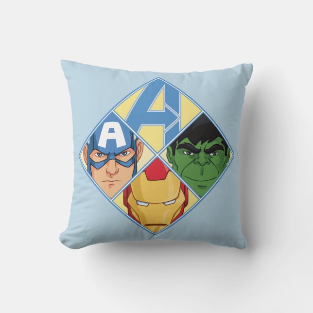 Avengers Face Badge Throw Pillow (Front)