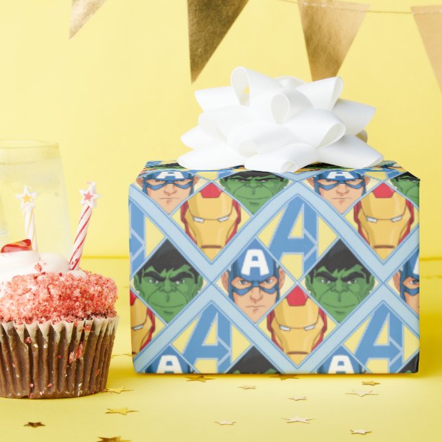 Avengers Face Badge Wrapping Paper (Birthday Party)