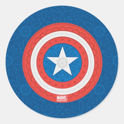 Avengers  Floral Captain America Logo Classic Round Sticker