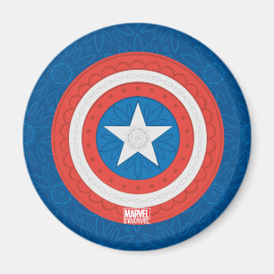 Avengers Floral Captain America Logo Magnet