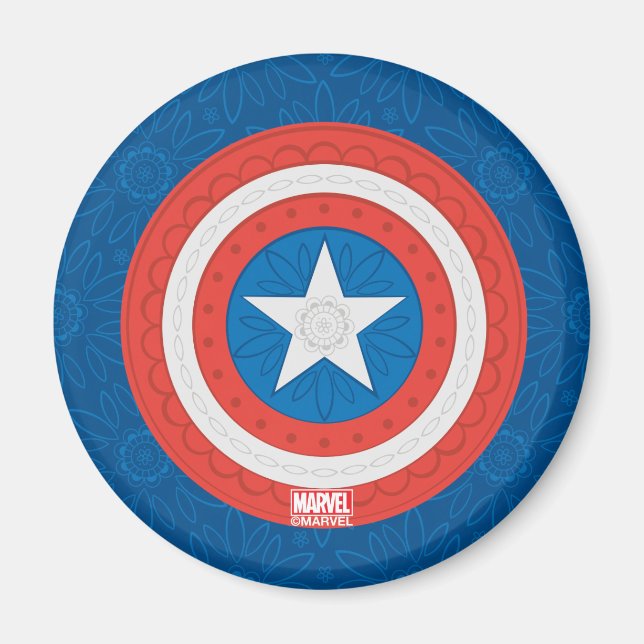 Avengers | Floral Captain America Logo Magnet (Front)