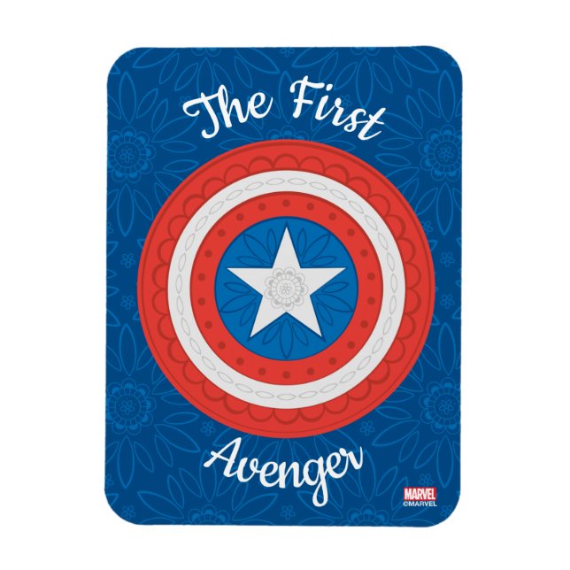 Avengers | Floral Captain America Logo Magnet (Vertical)