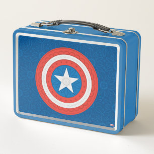 Avengers Floral Captain America Logo Metal Lunch Box