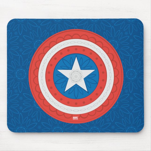 Avengers | Floral Captain America Logo Mouse Pad (Front)