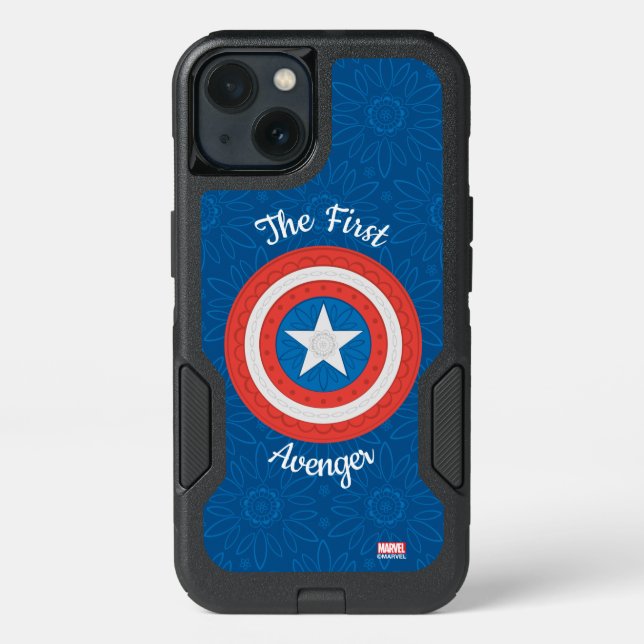 Avengers | Floral Captain America Logo Otterbox iPhone Case (Back)