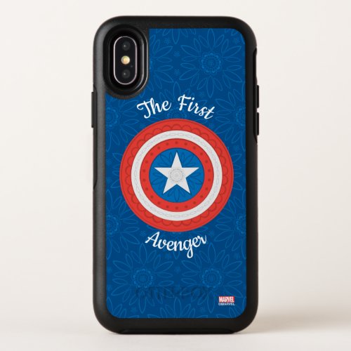 Avengers  Floral Captain America Logo OtterBox Symmetry iPhone X Case
