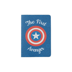 Avengers Floral Captain America Logo Passport Holder