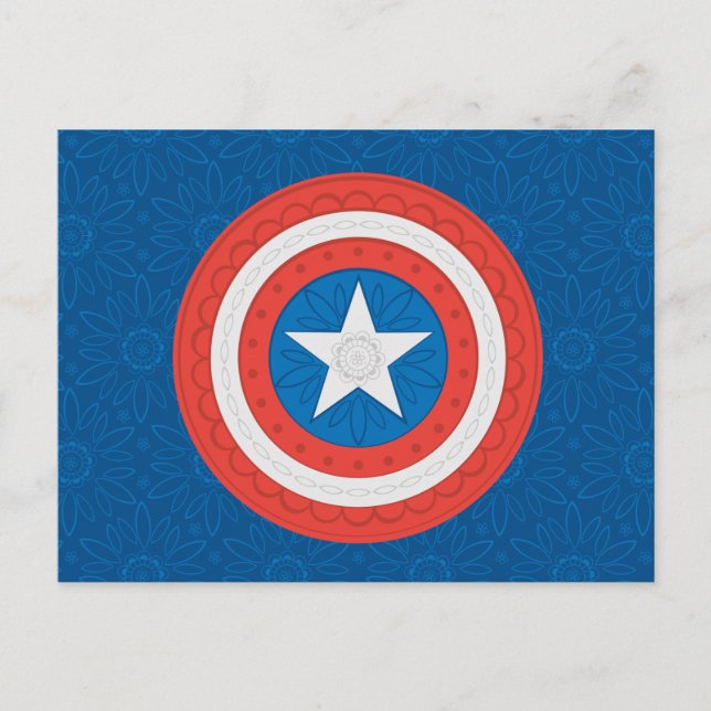 Avengers | Floral Captain America Logo Postcard (Front)