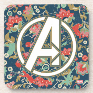 Avengers Floral Paisley Avengers Logo Beverage Coaster