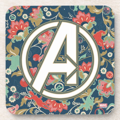 Avengers  Floral Paisley Avengers Logo Beverage Coaster