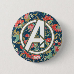 Avengers   Floral Paisley Avengers Logo Button