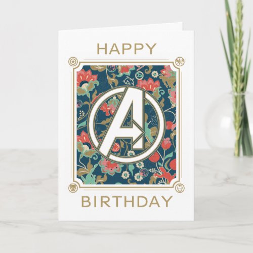 Avengers  Floral Paisley Avengers Logo Card