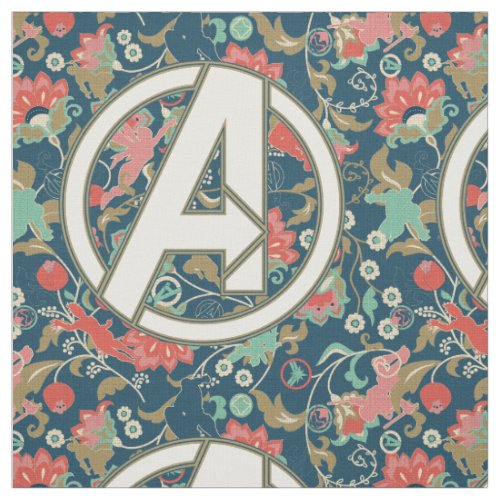 Avengers  Floral Paisley Avengers Logo Fabric
