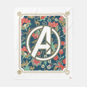 Avengers   Floral Paisley Avengers Logo Fleece Blanket