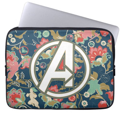 Avengers  Floral Paisley Avengers Logo Laptop Sleeve