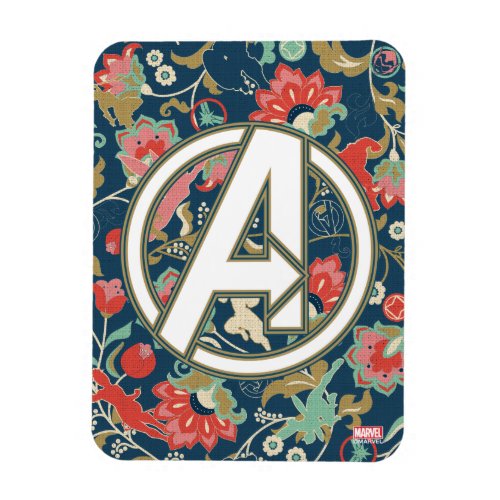 Avengers  Floral Paisley Avengers Logo Magnet