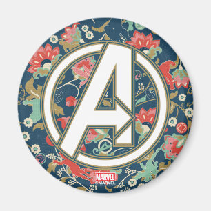 Avengers Floral Paisley Avengers Logo Magnet