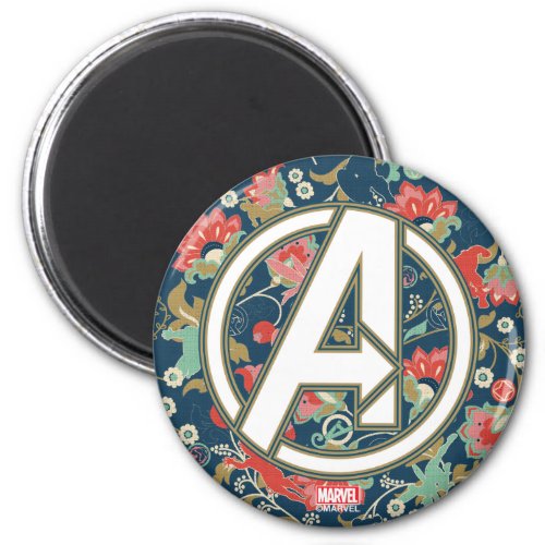 Avengers  Floral Paisley Avengers Logo Magnet