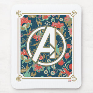 Avengers Floral Paisley Avengers Logo Mouse Pad