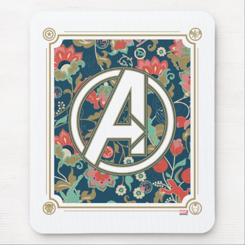 Avengers  Floral Paisley Avengers Logo Mouse Pad