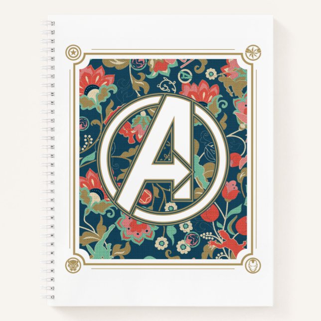 Avengers | Floral Paisley Avengers Logo Notebook (Front)