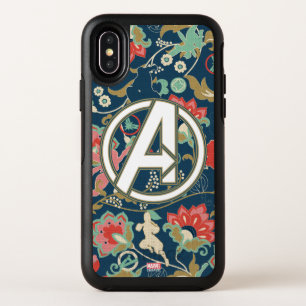 Avengers   Floral Paisley Avengers Logo OtterBox Symmetry iPhone X Case