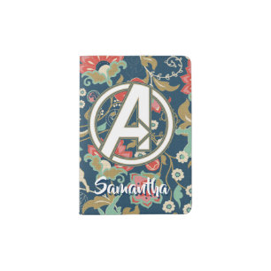 Avengers   Floral Paisley Avengers Logo Passport Holder