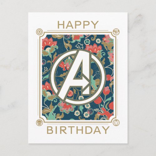 Avengers  Floral Paisley Avengers Logo Postcard