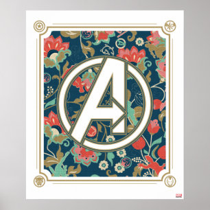 Avengers   Floral Paisley Avengers Logo Poster