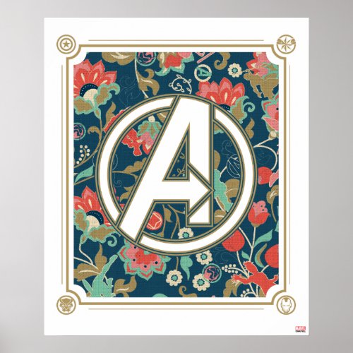 Avengers  Floral Paisley Avengers Logo Poster