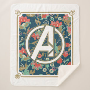 Avengers   Floral Paisley Avengers Logo Sherpa Blanket