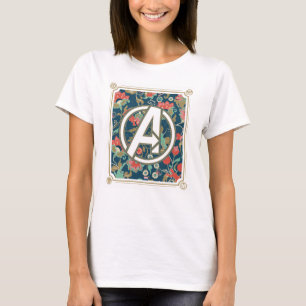 Avengers   Floral Paisley Avengers Logo T-Shirt