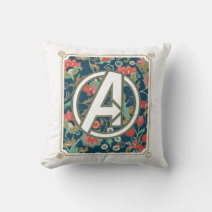 Avengers   Floral Paisley Avengers Logo Throw Pillow