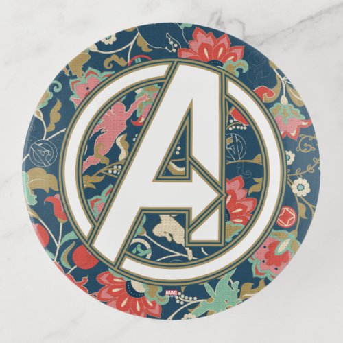 Avengers  Floral Paisley Avengers Logo Trinket Tray