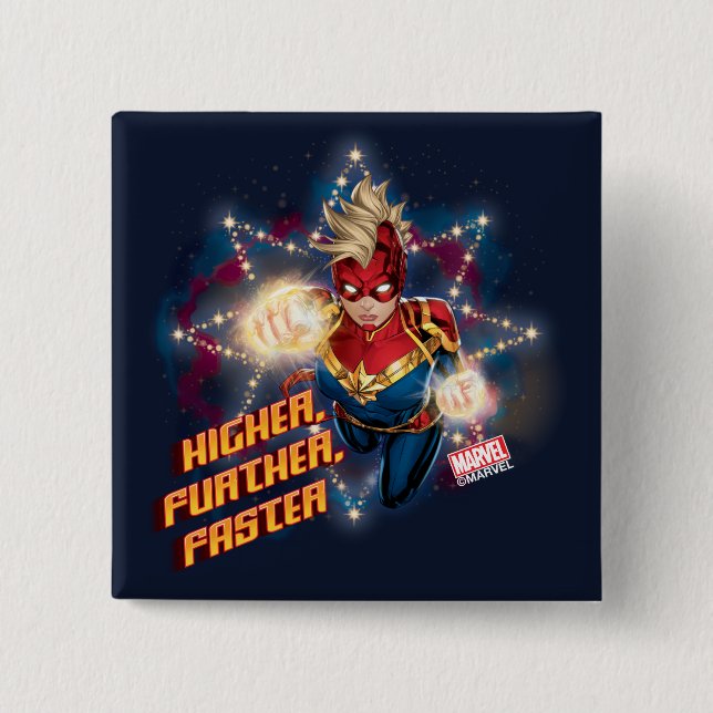 Avengers | Glowing Stars Captain Marvel Graphic Button (Front)