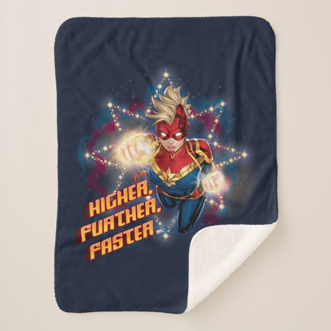 Avengers | Glowing Stars Captain Marvel Graphic Sherpa Blanket (Front)