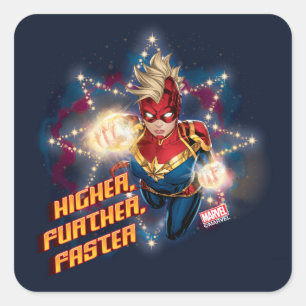 Avengers   Glowing Stars Captain Marvel Graphic Square Sticker