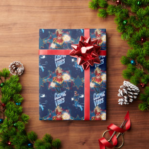 Avengers   Glowing Stars Captain Marvel Graphic Wrapping Paper