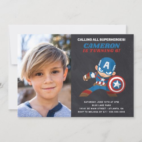 Avengers  Guri Hiru Captain America Birthday Invitation