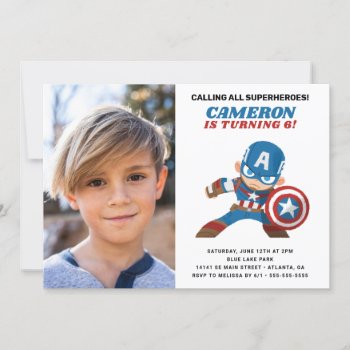 Avengers | Guri Hiru Captain America Birthday Invitation by avengersclassics at Zazzle