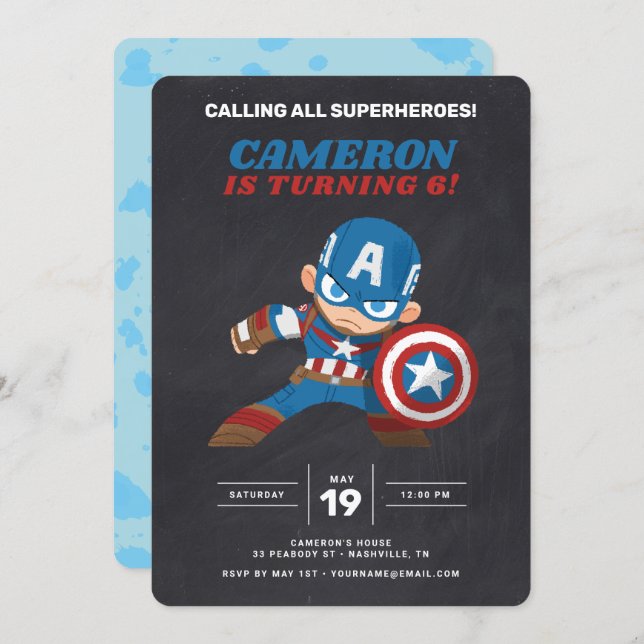 Avengers | Guri Hiru Captain America Birthday Invitation (Front/Back)