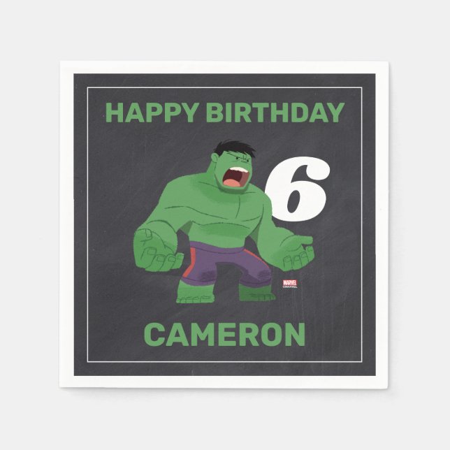 Avengers | Guri Hiru - Hulk Chalkboard Birthday Napkins (Front)
